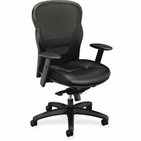 FINE-LINE High-Back Swivel-Tilt Work Chair, Black Mesh-Leather FI2660023